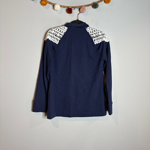 Lilly Pulitzer navy blue Skipper Popover crochet shoulder - Picture 5 of 5